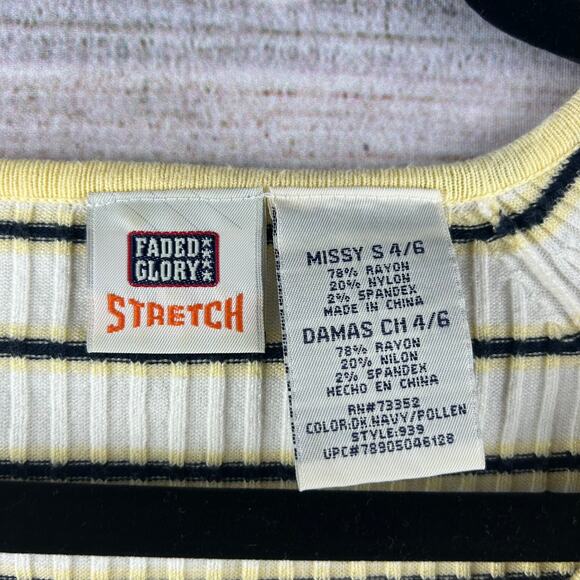 Vintage Y2K Faded Glory Yellow Striped Henley – Long Sleeve, Size Small - Picture 4 of 7